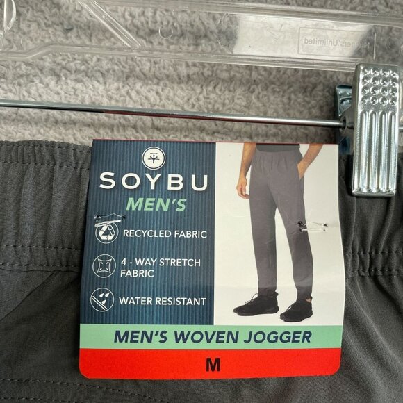 NEW Soybu Men's M Woven Jogger Track Pants Water Resistant Charcoal Pull on - Picture 6 of 9